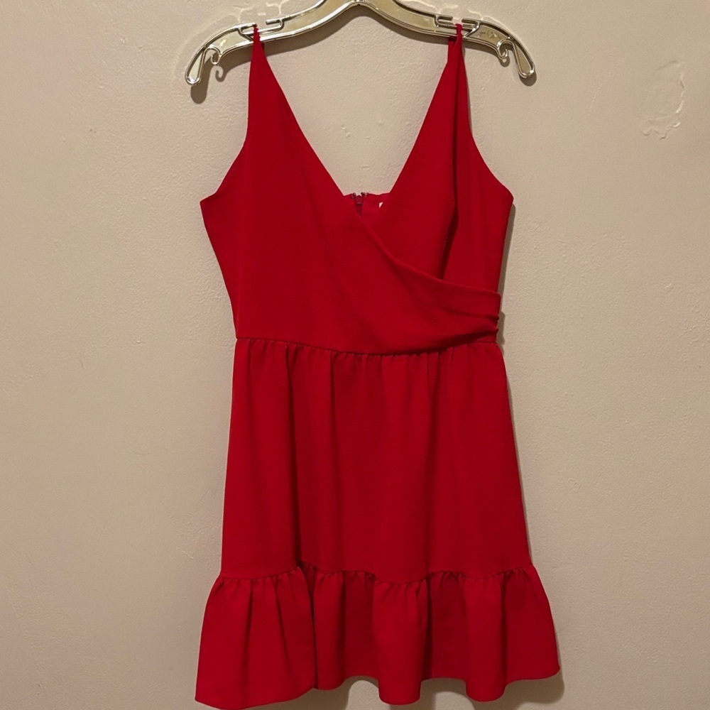 Dress the Population Red Ruffle Hem Mini Dress